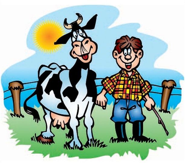 Человек е корову. Животновод для детей. Пастух коров. Рисунок на тему сельское хозяйство. Фермер с коровой.